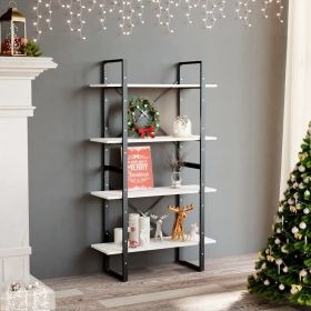 4-Tier Book Cabinet White 31.5"x11.8"x55.1" Solid Pine Wood