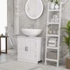 Bathroom Sink Cabinet, Pedestal Sink Cabinet with Adjustable Shelf, White-AS