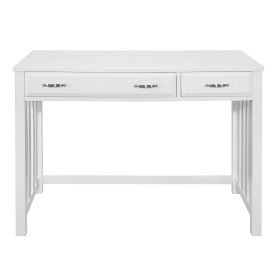 Modern Traditional 1pc Desk with 2x Drawers White Finish Keyboard Drawer Wooden Furniture