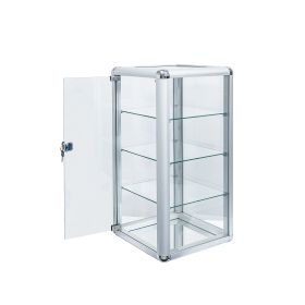 Tempered Glass Counter Top Display Showcase with Sliding Glass Door and Lock