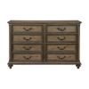 Traditional Vintage Style 1pc Dresser of 8 Drawers Metal Hardware Weathered Pecan Finish Classic Bedroom Furniture