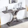 Modern minimalist style natural gray wood foyer table, equipped with MDF wood tabletop and MDF stainless steel bracket