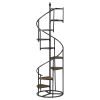 Rustic Brown and Black 8-Shelf Staircase Bookcase