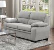 Modern Living Room 2pc Sofa Set Plush Comfortable Sofa Loveseat Set Gray Textured Fabric Channel Tufting Solid Wood Frame Furniture