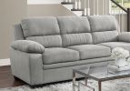 Modern Living Room 2pc Sofa Set Plush Comfortable Sofa Loveseat Set Gray Textured Fabric Channel Tufting Solid Wood Frame Furniture