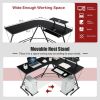 L Shaped Computer Desk Home Office Workstation with Movable Monitor Stand