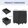 2 Drawer Mobile File Cabinet with Lock Steel File Cabinet for Legal/Letter/A4/F4 Size, Fully Assembled except for Wheels, Home/ Office Design, Black