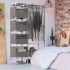 Portable Closet Wardrobe Clothes Storage Cabinet Organizer Garment Hanging Rack Shelves